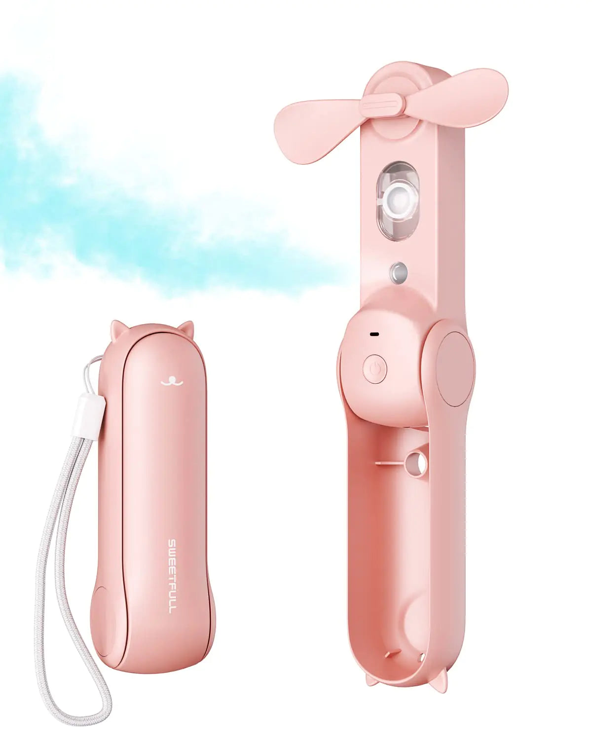 Lumora Mist Breeze portable misting fan in pink